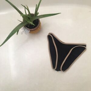 Janine Hobin Black & Tan high leg  bikini bottom